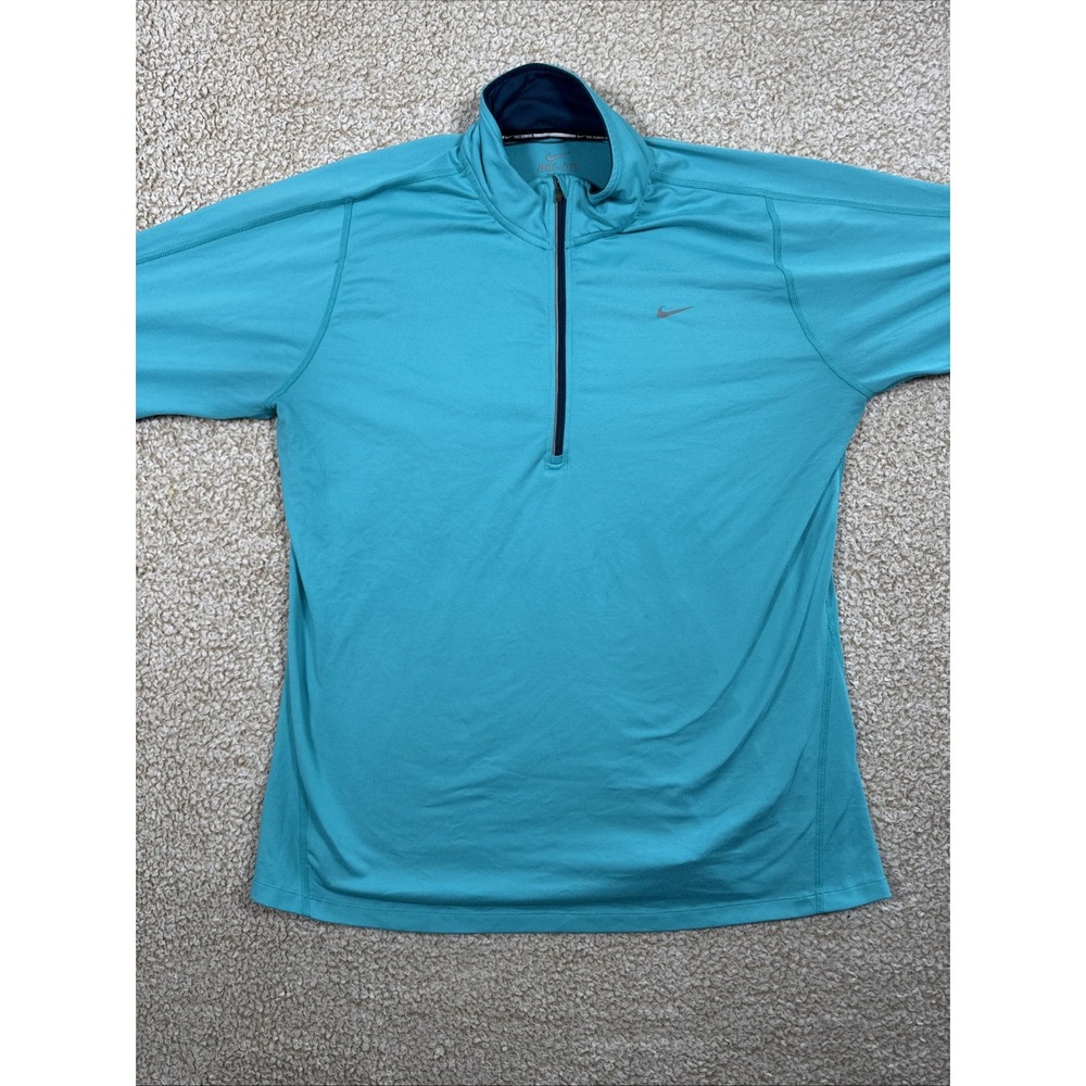 Nike Element 1/4 Zip Running Top Mens XL Aqua Blue Dri-Fit 684523-301